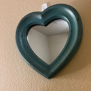 Heart-Shaped Teal Vintage Mirror